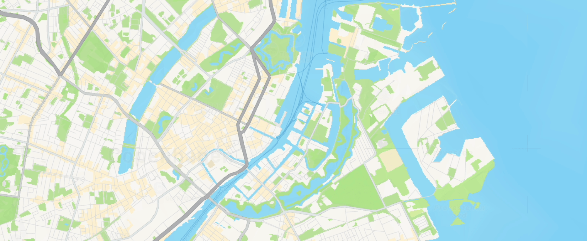Map with marker east of Copenhagen, Denmark